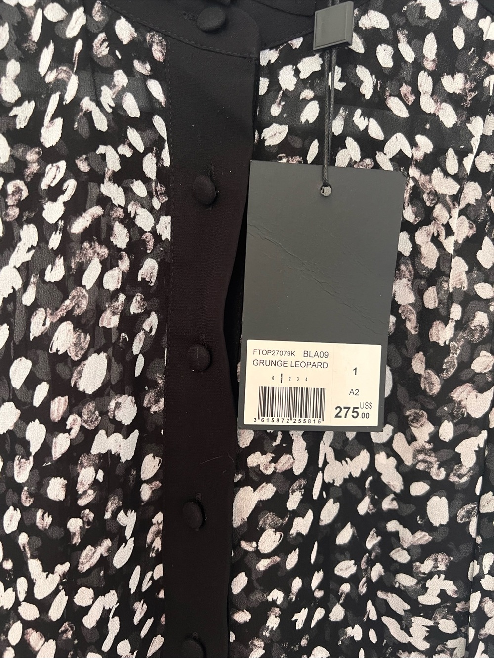 NWT - The Kooples Viscose Printed Grunge Leopard Sheer Blouse - Size 1 / S - Picture 6 of 8